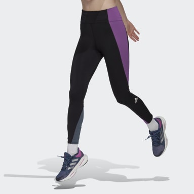 ผู้หญิง วิ่ง สีดำ กางเกงเลกกิ้งเจ็ดส่วนคัลเลอร์บล็อก Own the Run