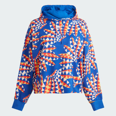 Women's Sportswear Blue adidas x FARM Rio Hoodie (Plus Size)