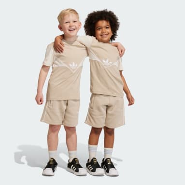 เด็ก Originals สีเบจ ชุดเสื้อยืดและกางเกงขาสั้น Adicolor