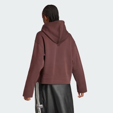Sudadera corta con capucha Premium Essentials Marrón Mujer Originals