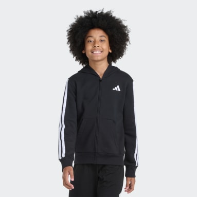 Full-Zip Hooded Essential 3-Stripe Fleece Jacket