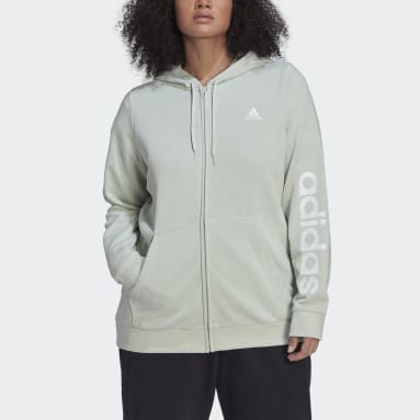 Women Sportswear Green Essentials Logo Full-Zip Hoodie (Plus Size)