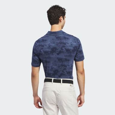 Men Golf Blue Go-To Printed Mesh Polo Shirt