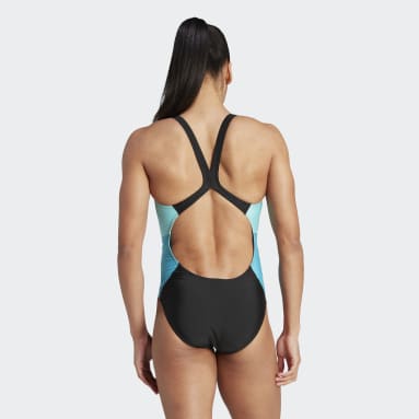 Women Swimming Black Colourblock Swimsuit