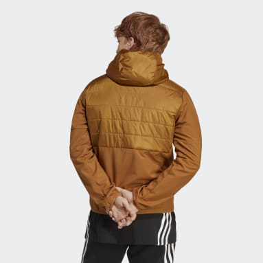 Men Sportswear Brown Essentials Insulated Hooded Hybrid Jacket