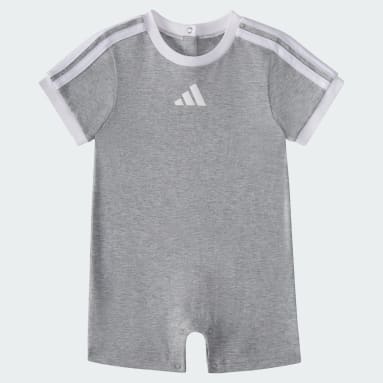 Short Sleeve 3-Stripes Logo Heather Romper