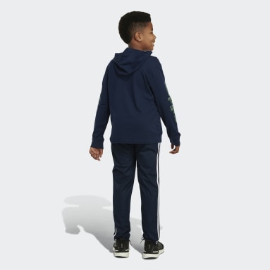 Children Training Blue Long Sleeve Hooded Glitchy Tee