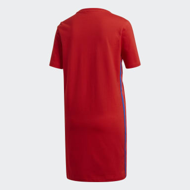 Women Lifestyle Red Adicolor 3D Trefoil Tee Dress