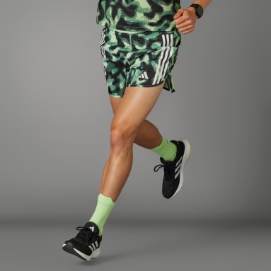 Men's Running Green Own the Run 3-Stripes Allover Print Shorts