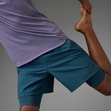 Men Training Turquoise Yoga Premium Training Two-in-One Shorts