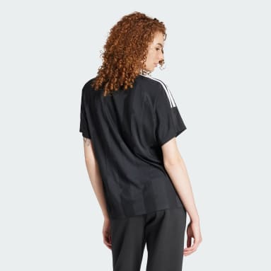 Áo Thun Boyfriend Jacquard 3 Sọc Ngắn Tiro