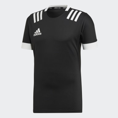 Männer Rugby 3-Streifen Trikot Schwarz