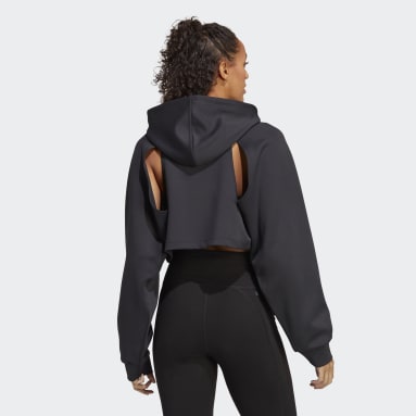 Polerón Corto con Capucha de Entrenamiento HIIT AEROREADY Negro Mujer Training