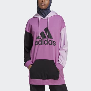 Kvinder Sportswear Lilla Essentials Colorblock Logo Oversized hættetrøje