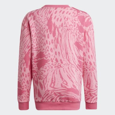Future Icons Hybrid Animal Print Cotton Loose Genser Rosa