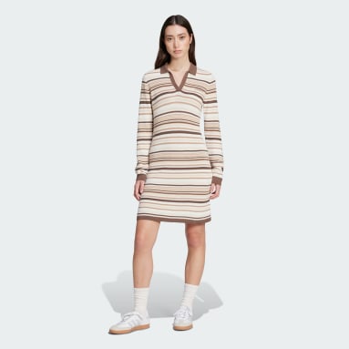 Striped Knitted Polo Elbise