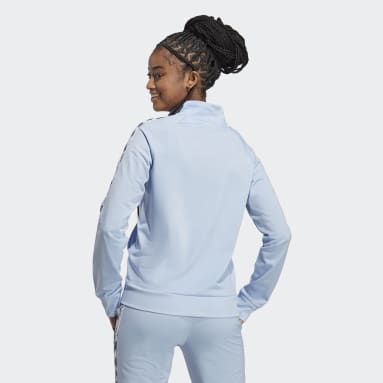 Casaca Deportiva Primegreen Essentials Warm-Up Slim 3 Tiras Azul Mujer Sportswear