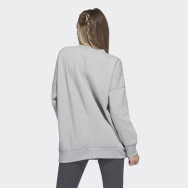 Women Sportswear Grey Sport Statement Boyfriend Crew Sweatshirt
