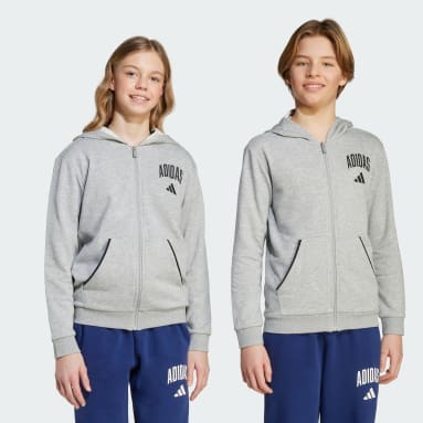 Sudadera con capucha de temporada Essentials con cierre frontal y tipografía universitaria para niños