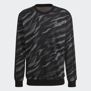 Sudadera Essentials French Terry Camo-Print Negro Hombre Sportswear