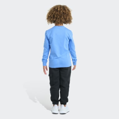2-Piece Long Sleeve Graphic Cotton Tee & Elastic Waistband Cargo Jogger Set