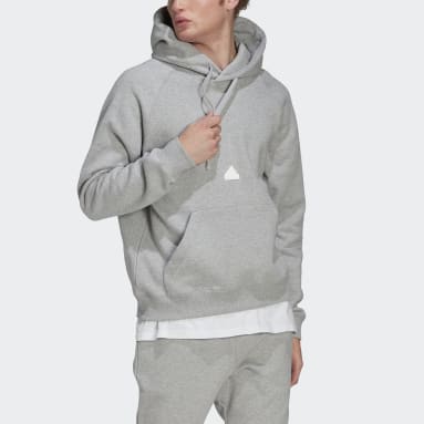 Men Sportswear Grey Fleece Hoodie