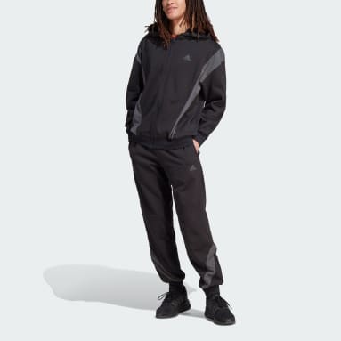 Men Sportswear Black Sportswear Fleece Hooded Track Suit