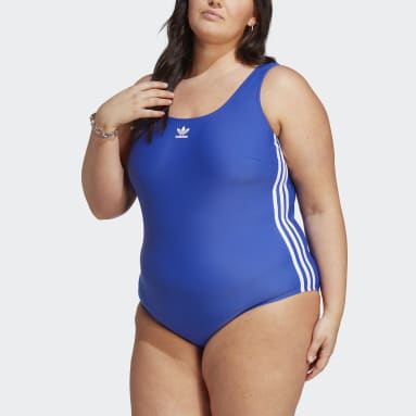 Women Originals Blue Adicolor 3-Stripes Swimsuit (Plus Size)