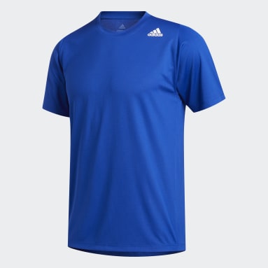 Camiseta FreeLift Sport Fitted 3 bandas Azul Hombre Gimnasio Y Entrenamiento