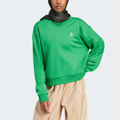 Women's Originals Green Adicolor Trefoil Cropped Sweater