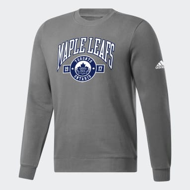Men Hockey Grey Maple Leafs Fleece Crew Sweatshirt