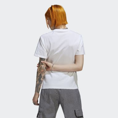 T-shirt with Trefoil Application Bianco Donna Originals