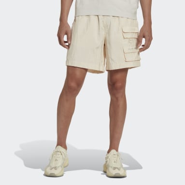 Men Lifestyle White Reveal Material Mix Shorts