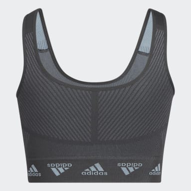 ผู้หญิง เทรนนิง สีเทา บราซัพพอร์ตระดับต่ำ adidas AEROKNIT