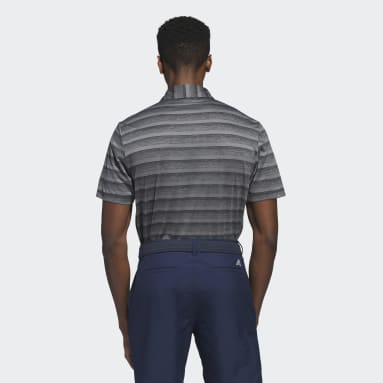Men Golf Black Two-Color Striped Polo Shirt