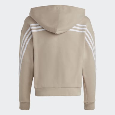 Girls Training Brown Future Icons 3-Stripes Full-Zip Hoodie