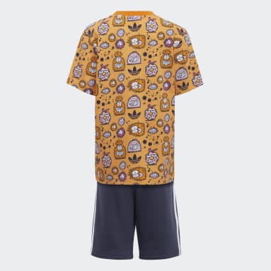 Conjunto Shorts y Playera adidas x Kevin Lyons Naranja Niño Originals