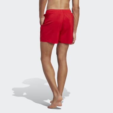 Men Sportswear Red Short Length Solid Swim Shorts