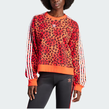Sweat-shirt ras-du-cou Trèfle adidas Originals Leopard Luxe Rouge Femmes Originals