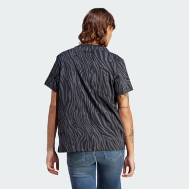 Camiseta Allover Zebra Animal Print Essentials Cinza Mulher Originals