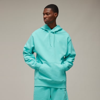 Men Y-3 Turquoise Y-3 French Terry Hoodie