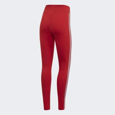 Calzas adidas Adicolor 3 Tiras - Tiro Medio Rojo Mujer Originals