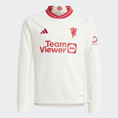 Camisola de Manga Comprida do Terceiro Equipamento 23/24 do Manchester United – Criança Branco Criança Futebol