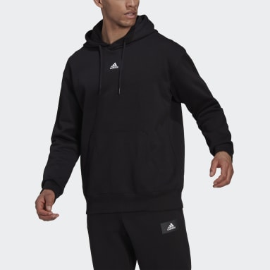 Men Sportswear Black Essentials FeelVivid Cotton Fleece Drop Shoulder Hoodie