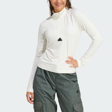 Maglia City Escape Quarter-Zip Long Sleeve Bianco Donna Sportswear