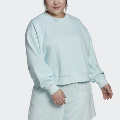 Women Originals Blue Adicolor Essentials Crew Sweatshirt (Plus Size)