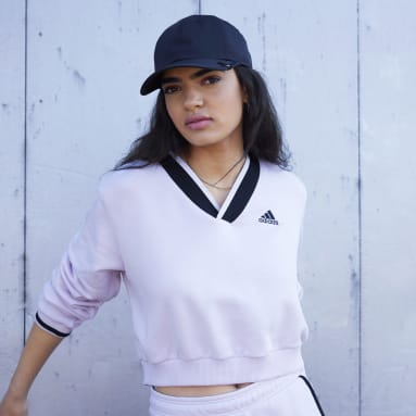 Frauen Sportswear Cropped V-Neck Sweatshirt Rosa
