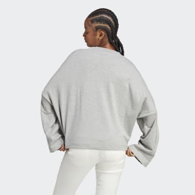 Polerón 3 Tiras con Parches Florales de Chenille Gris Mujer Sportswear