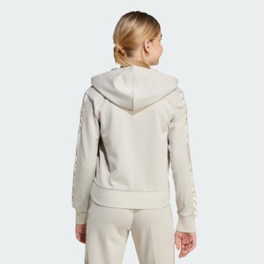 adidas Girls 3-Stripes Animal French Terry Hooded Track Top Kids