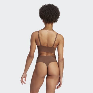 Women's Training Brown Active Seamless Micro Stretch Long Line Plunge Bra Underwear